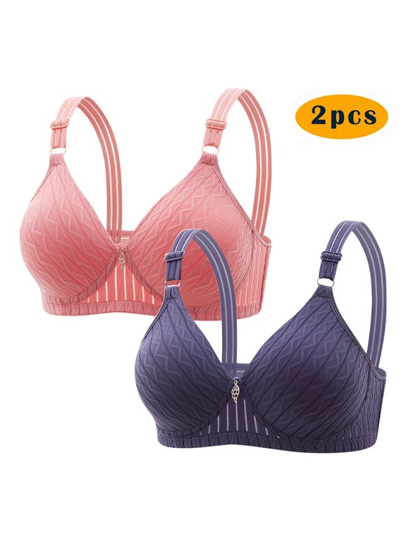 2PC Mini-mizer Bras for Women's Push-Up Embroidered Glossy Comfortable Breathable Bra Underwear No Rims