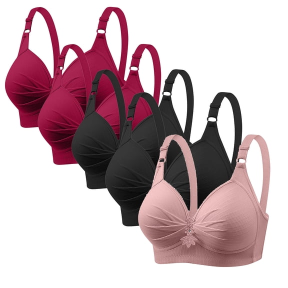 Kmdttou 2PC Mini-mizer Bras for Women's Push-Up Embroidered Glossy Comfortable Breathable Bra Underwear No Rims