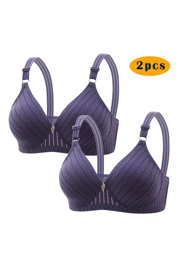 2PC Mini-mizer Bras for Women's Push-Up Embroidered Glossy Comfortable Breathable Bra Underwear No Rims