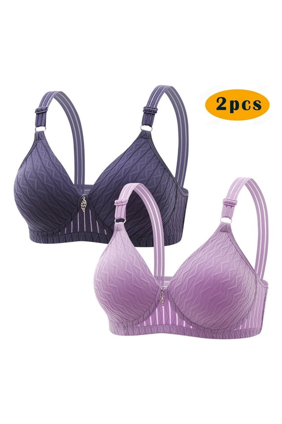 2PC Mini-mizer Bras for Women's Push-Up Embroidered Glossy Comfortable Breathable Bra Underwear No Rims
