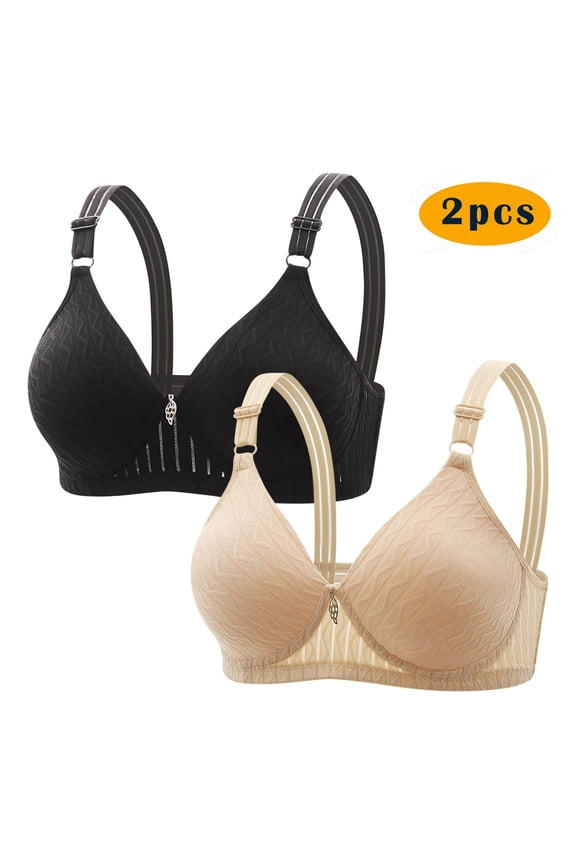 2PC Mini-mizer Bras for Women's Push-Up Embroidered Glossy Comfortable Breathable Bra Underwear No Rims