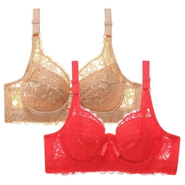 Kmdttou 2PC Plus Size Bras for Women's Push-Up Women's Leopard-Print Front Buckles Underwear No Steel Close Bra