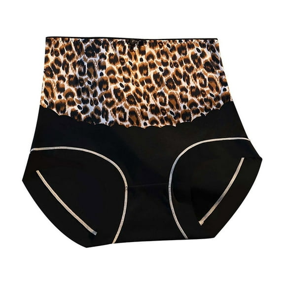 Kmdttou Up to 30% off!Women's Female Leopard Print Underwear European And American High Waisted Waist Cinching Hip Lifting Plus Size Seamless Underwear (Available in Plus Size)