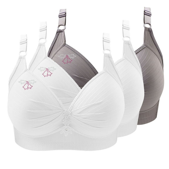 Kmdttou 3PC Bras for Women Push-Up Printing Gathered Together Large Size Daily Bra Underwear No Rims