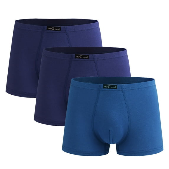 Kmdttou 3PC Men's Loose Flat Angle Cotton Underwear Mid Waist Size Breathable And Comfortable Shorts Waistband (Size:L-3XL)