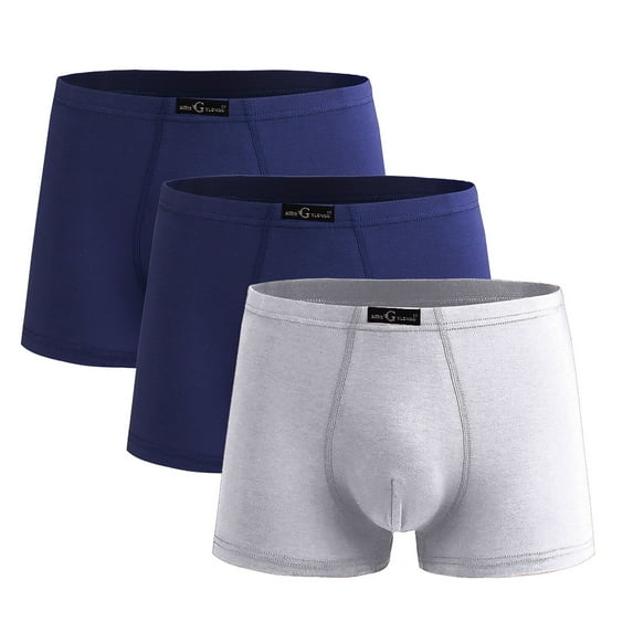 Kmdttou 3PC Men's Loose Flat Angle Cotton Underwear Mid Waist Size Breathable And Comfortable Shorts Waistband (Size:L-3XL)