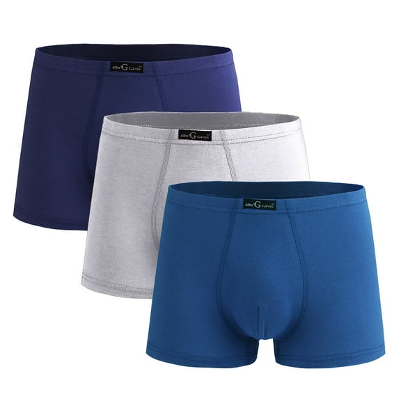 Kmdttou 3PC Men's Loose Flat Angle Cotton Underwear Mid Waist Size Breathable And Comfortable Shorts Waistband (Size:L-3XL)