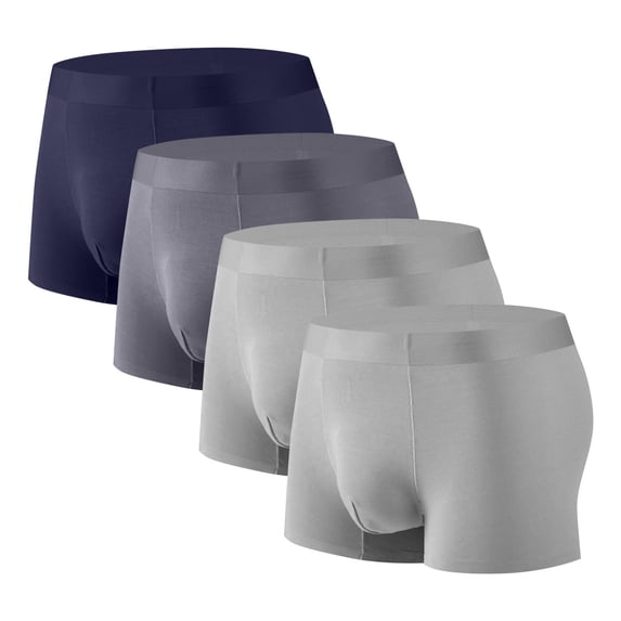 Kmdttou 4PC Men's Plus Size Underwear Briefs Silk Traceless-dry Loose Breathable Elastic Exercise Flat Angle Briefs (Size:L-4XL)