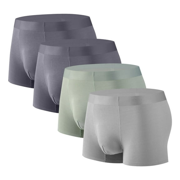 Kmdttou 4PC Men's Underwear Briefs Silk Traceless-dry Loose Breathable Elastic Exercise Flat Angle Briefs (Size:L-4XL)