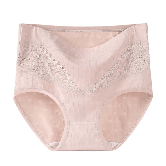 Kmdttou Up to 50% off!Women's Solid Lace Plus Size XL-6XL Casual High Waisted Cotton Underwear Ladies Soft Full Briefs Panties Soft Breathable Super Stretchy Ladies Briefs (Regular & Plus Size)