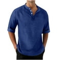 thumbnail image 1 of Adult Short Sleeve Collar Neck T-Shirt Casual Button-down Shirt Short-sleeved Textured Shirt Summer Outerwear Vacation Beach Shirt (Size:S-3XL), 1 of 7