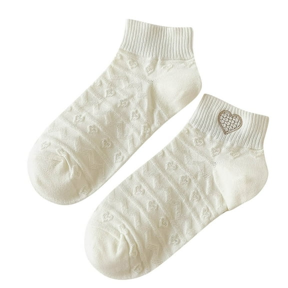 Kmdttou Athletic Running Socks Low Cut Sports Tab Socks Embroidered Socks Women's Spring And Summer Thin Milk White Socks