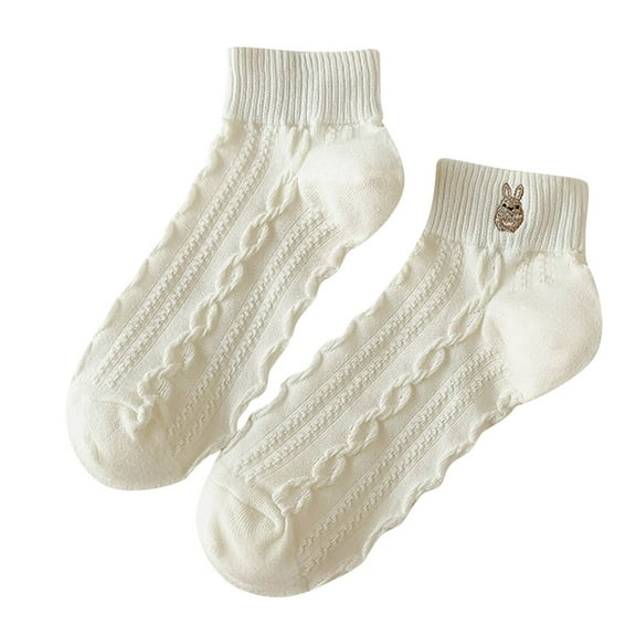 Kmdttou Athletic Running Socks Low Cut Sports Tab Socks Embroidered Socks Women's Spring And Summer Thin Milk White Socks
