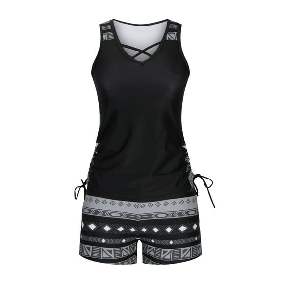 Kmdttou Bathing Suits for Women Bikini Print Strappy Back Set Two Piece Swimsuits Plus Size Bathing Suits Tankinis Swimwear on Clearance!