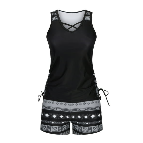 Kmdttou Bathing Suits for Women Bikini Print Strappy Back Set Two Piece Swimsuits Plus Size Bathing Suits Tankinis Swimwear on Clearance!