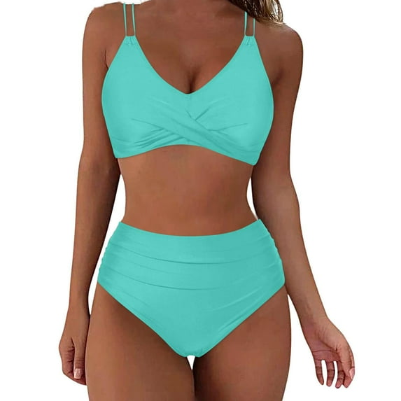 Kmdttou Beach Vacation Clothes for Women Fashion Sleeveless Solid Swimsuit Push-Up Padded Swimwear Swimsuit Beachwear Up to 65% off!