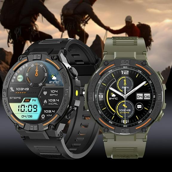 Kmdttou Bluetooth Smart Watch With Earbuds Round Fitness Watch With Pedometer Calories Sleep Monitor Stress Monitor For IOS And Android