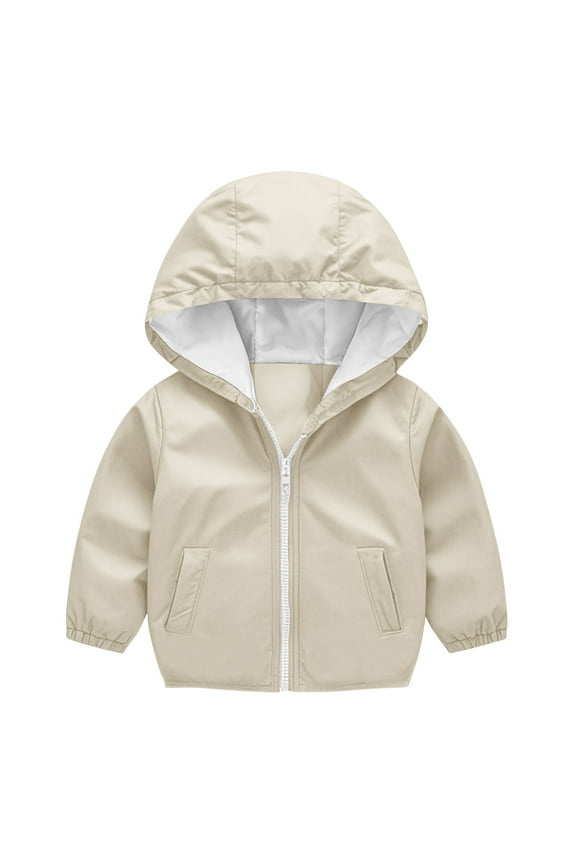 Boys And Girls Waterproof Rain Jacket Windbreaker Lightweight Coat Kids Raincoat Outerwear Beige 12 Months