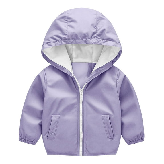 Kmdttou Boys And Girls Waterproof Rain Jacket Windbreaker Lightweight Coat Kids Raincoat Outerwear Purple 12 Months
