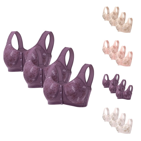 Kmdttou Bras for Women Push-Up Full Coverage Comfort Supportive Bra Comfortable Lace Breathable Bra Underwear No Rims