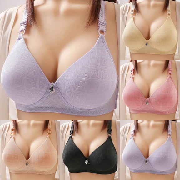 Kmdttou Bras for Women Push-Up Ladies' Front Buckle Support Without Steel Ring Sexy Lace Bra With Beautiful Back
