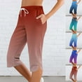 thumbnail image 1 of Kmdttou Capri Pants for Women Dressy Casual Gradient Summer 7/8 Pants With Side Pockets And Slits Casual Cropped Pants, 1 of 9
