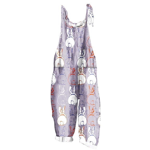 Kmdttou Cargo Pants Easter Print Sleeveless Two Pocket Casual Overalls Jumpsuit Jumpsuit Pants (Regular & Plus Size) S-5XL