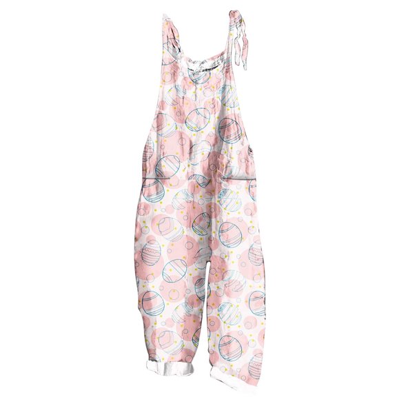 Kmdttou Cargo Pants Easter Print Sleeveless Two Pocket Casual Overalls Jumpsuit Jumpsuit Pants (Regular & Plus Size) S-5XL