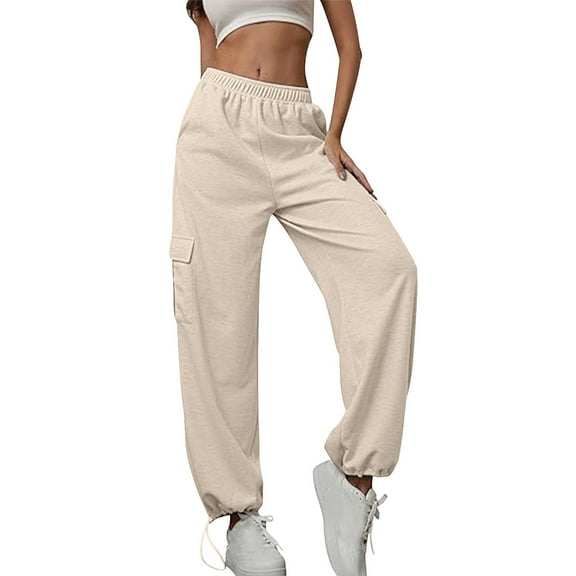 Kmdttou Cargo Pants Sports Pants Casual Home Wear Jogging Loose Drawstring Elastic Work Pants