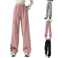 thumbnail image 1 of Kmdttou Cargo Pants Women Baggy Plus Size Solid Color Fashion Casual Loose Broad Leg Full Length Pants, 1 of 8