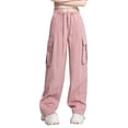 thumbnail image 1 of Kmdttou Cargo Pants Women Baggy Plus Size Solid Color Fashion Casual Loose Broad Leg Full Length Pants, 1 of 7
