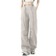 thumbnail image 1 of Kmdttou Cargo Pants Women Stretchy Solid Color Fashion Casual Loose Broad Leg Full Length Pants, 1 of 7