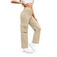 thumbnail image 1 of Kmdttou Cargo Pants for Women Casual Loose Wide Leg High Waist Pocket Work Pants Straight Leg Pants, 1 of 5