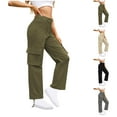 thumbnail image 1 of Kmdttou Cargo Pants for Women Casual Loose Wide Leg High Waist Pocket Work Pants Straight Leg Pants, 1 of 6
