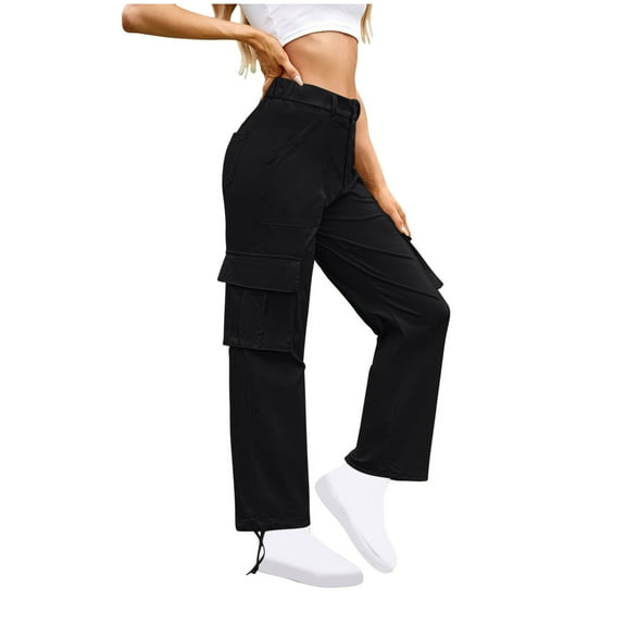 Kmdttou Cargo Pants for Women Casual Loose Wide Leg High Waist Pocket Work Pants Straight Leg Pants