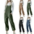 thumbnail image 1 of Kmdttou Cargo Pants for Women Corduroy Overalls For Barrel Wide Leg Bib Corduroy Pants Adjustable Romper Jumpsuit With Pockets, 1 of 9