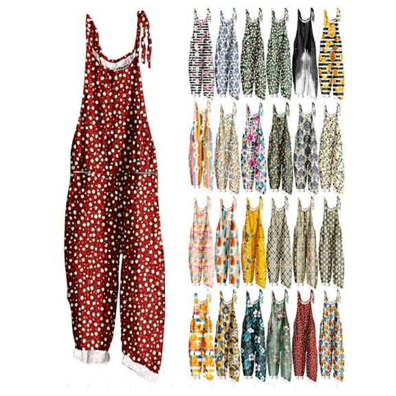 Kmdttou Cargo Pants for Women Plus Size Easter Print Sleeveless Two Pocket Casual Overalls Jumpsuit Jumpsuit Pants (Regular & Plus Size) S-5XL