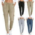 thumbnail image 1 of Kmdttou Cargo Pants for Women Plus Size Solid Color Pocket And Leg Work Pants, 1 of 8