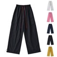 thumbnail image 1 of Kmdttou Cargo Plus Size Pants Women Baggy wide leg High Waist Drawstring Straight Leg Lace-Up Work Pants With Pockets Trousers, 1 of 5