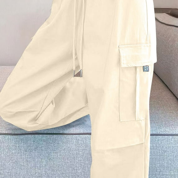 Kmdttou Cargo Plus Size Pants Women Baggy wide leg Solid Color Fashion Casual Loose Broad Leg Full Length Pants