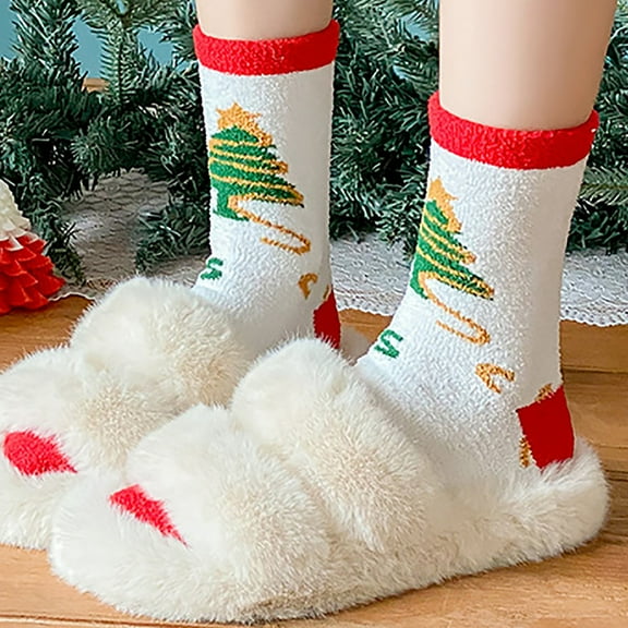 Kmdttou Christmas Men's And Women's Fall/Winter New Adult Medium Socks Casual Soft Lightweight Quarter Socks