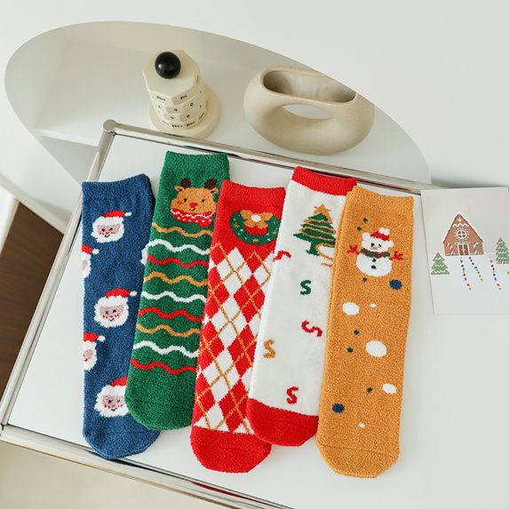 Kmdttou Christmas Men's And Women's Fall/Winter New Adult Medium Socks Casual Soft Lightweight Quarter Socks