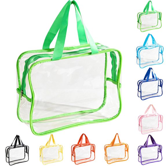 Kmdttou Clear PVC Tote Bag Women Versatile Portable Transparent Large-Capacity Travel Bag Cosmetic Bag Toiletry Bag