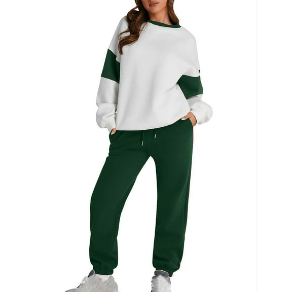 Kmdttou Clearance Under 10$! Women's Winter Hoodie And Sweatpants 2-piece Sportswear Solid Color Set Long Sleeved Round Neck Top/shirt Set on Clearance!