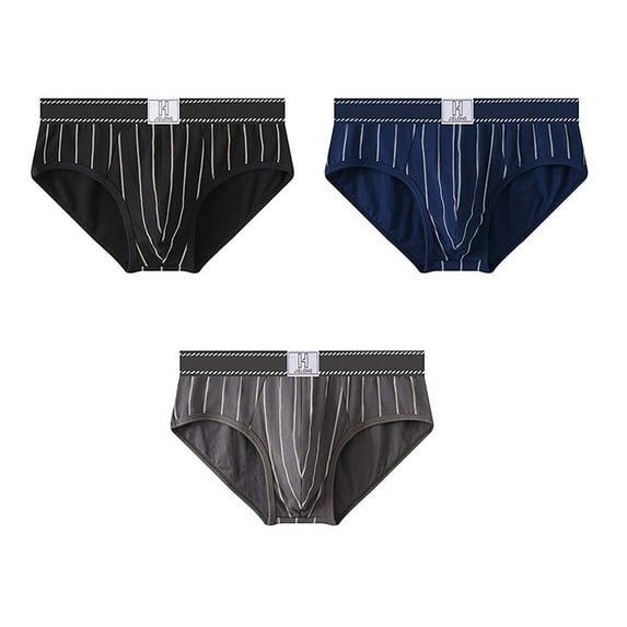 Kmdttou Clearance Under 10$! Fashionable Men's Striped Casual Sexy Breathable Mid Waist Underwear (Size:M-3XL)