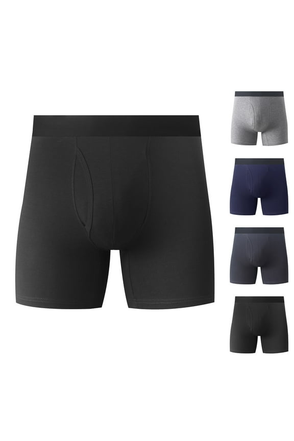 Clearance Under 10$! Men's Cotton Boxers Solid Color Open (Size:S-2XL)