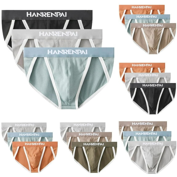 Kmdttou Clearance Under 10$! Men's Mid-Rise Plus Size Underwear Comfortable Breathable Briefs (Size:M-3XL)