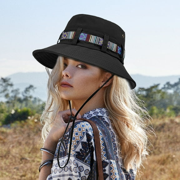 Kmdttou Colorful Ribbon Fisherman's Hat For Men And Women Outdoor Fishing Mountaineering Hat Large Sunscreen Sun Hat Gift,Adjustable Buckle Sun Hat for Women/Men