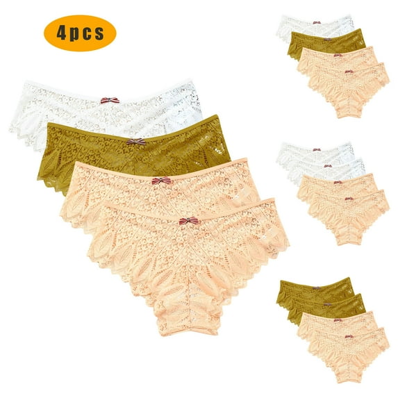 Kmdttou Cotton Underwear for Women Sexy Lace High Cut Panties Comfort Bikini Panty Stretch Underpants Breathable Ladies Briefs (Available in Plus Size) Beige-4XL