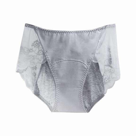 Kmdttou Cotton Underwear for Women Sexy Lace High Cut Panties Comfort Bikini Panty Stretch Underpants Breathable Ladies Briefs (Available in Plus Size) Gray-2XL